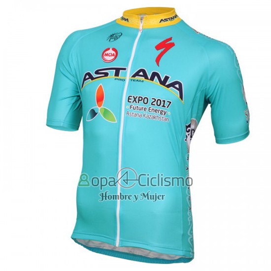 Astana Ropa Ciclismo Culotte Corto 2016 Mangas Cortas Azul Claro